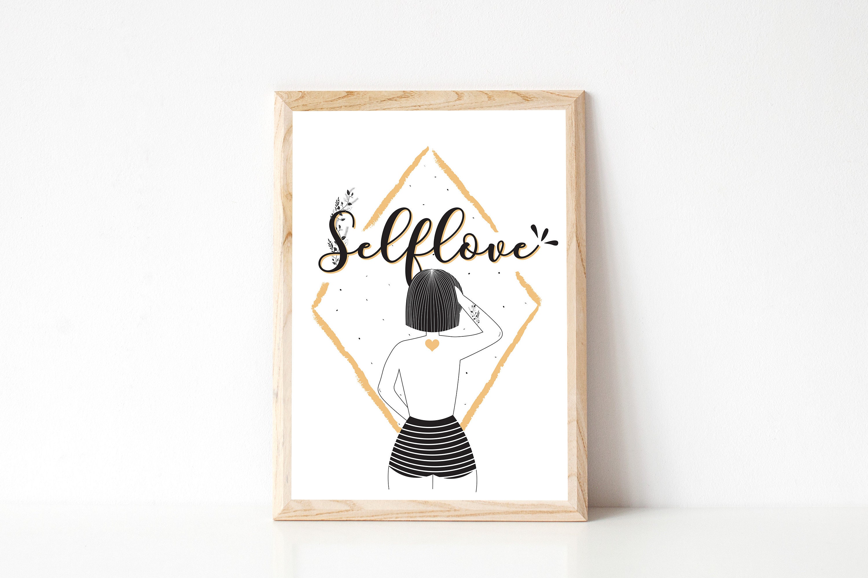 Affiche Selflove, Femme, Bodypositive, Tatouage, Graphique, Fleurs, Féminisme