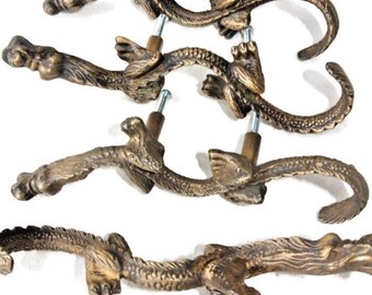 2 Handles Door 15 Cm Dragon Solid Brass Old Style Vintage L R Etsy