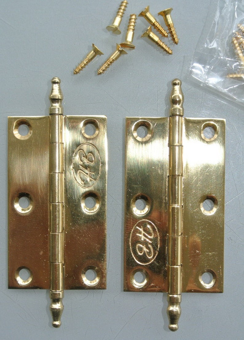 2.12 Inch 4 small pieces Vintage CLASSIC Hinges ANTIQUE style Solid pure Brass polished Cabinet Door Decor hinge restore