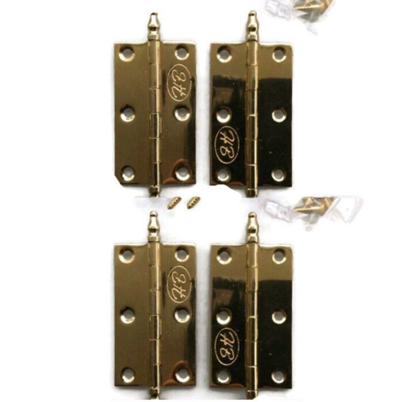 2.12 Inch 4 small pieces Vintage CLASSIC Hinges ANTIQUE style Solid pure Brass polished Cabinet Door Decor hinge restore