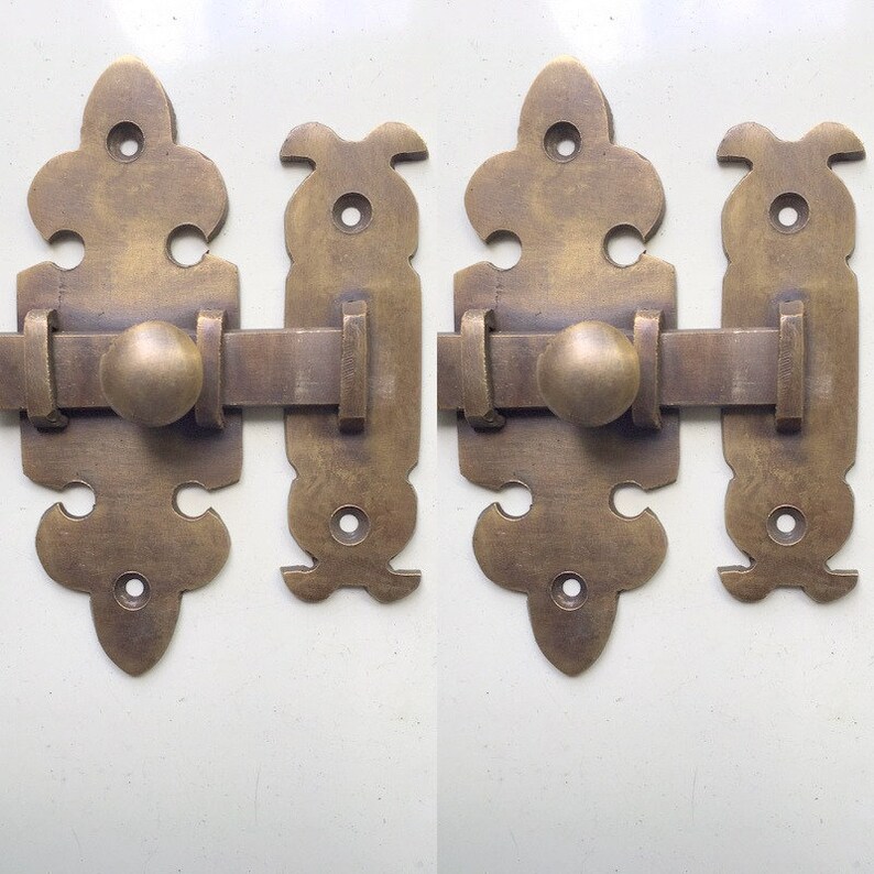 2 Small Victoria Latch Slide Box Slot Antique Vintage Brass Etsy