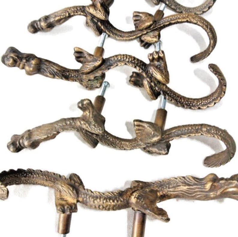 4 Handles Door 15 Cm Dragon Solid Brass Old Style Vintage L R Etsy