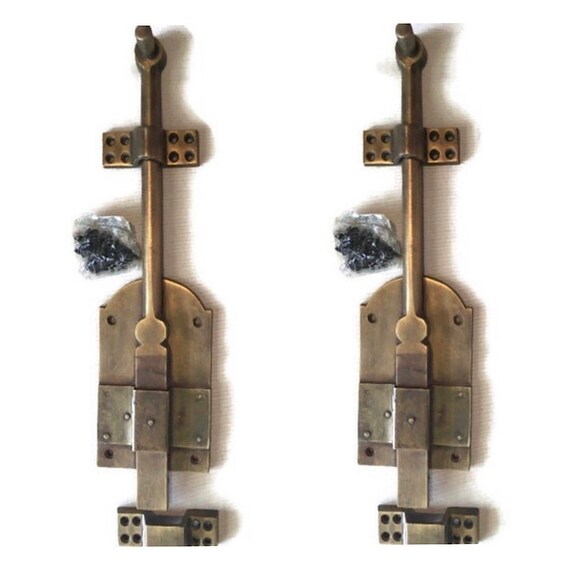 2 Large Heavy 12 Large Slide Bolts French Old Style Doors Very Heavy Solid Heavy Aged Brass Flush 30 Cm Bronze Colour Strong