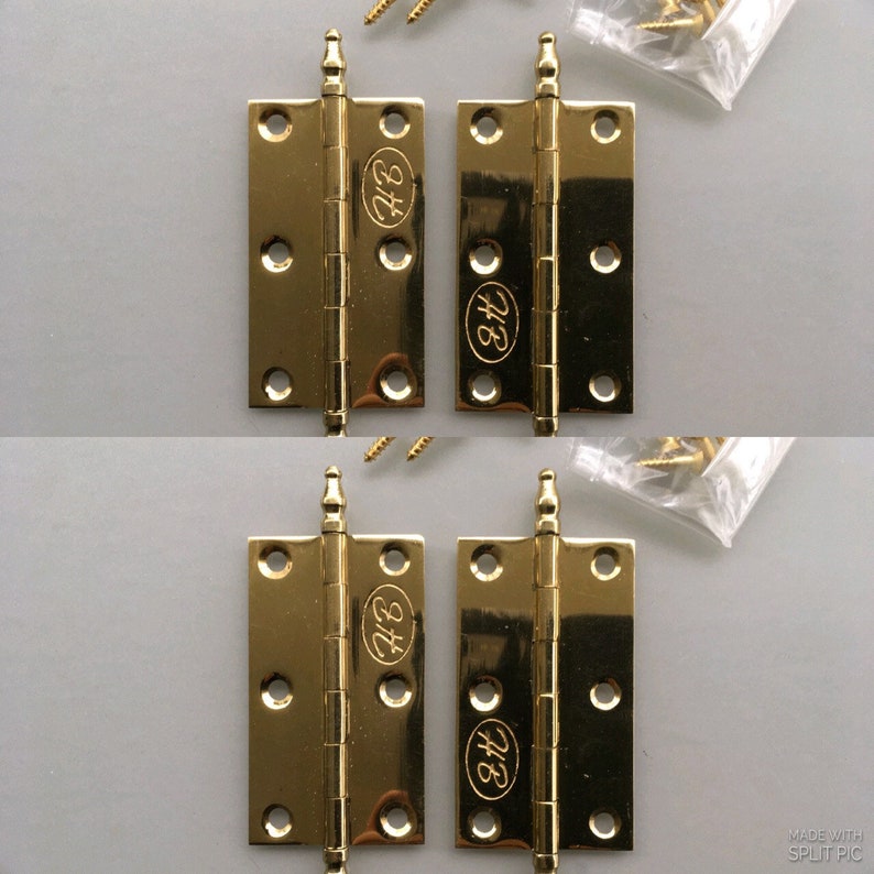 2.12 Inch 4 small pieces Vintage CLASSIC Hinges ANTIQUE style Solid pure Brass polished Cabinet Door Decor hinge restore