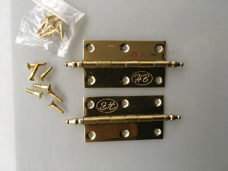 2.12 Inch 4 small pieces Vintage CLASSIC Hinges ANTIQUE style Solid pure Brass polished Cabinet Door Decor hinge restore