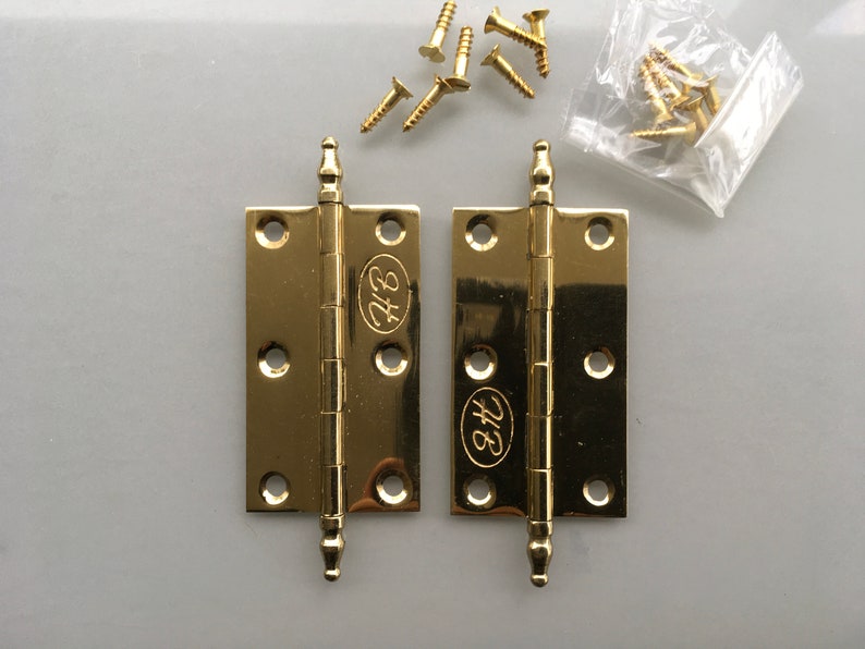 2.12 Inch 4 small pieces Vintage CLASSIC Hinges ANTIQUE style Solid pure Brass polished Cabinet Door Decor hinge restore
