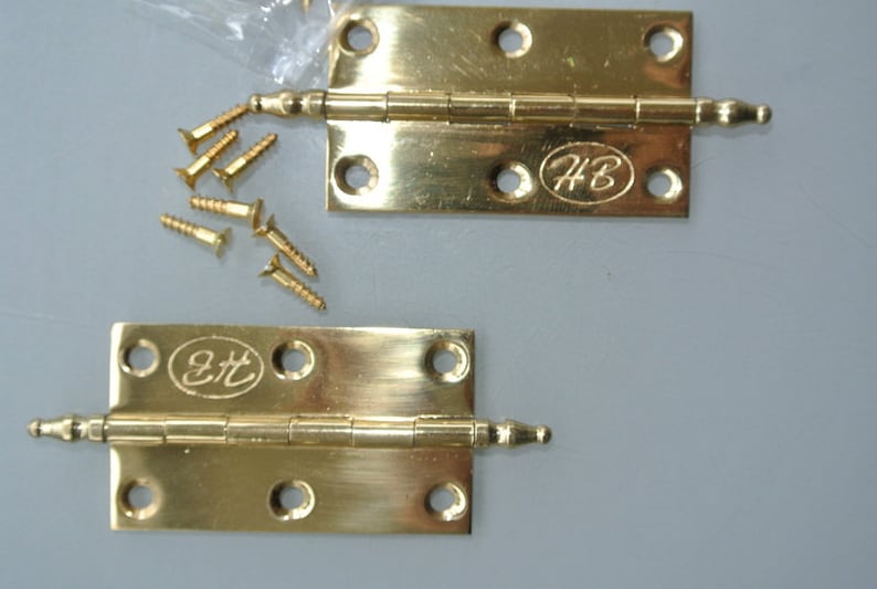 2.12 Inch 4 small pieces Vintage CLASSIC Hinges ANTIQUE style Solid pure Brass polished Cabinet Door Decor hinge restore