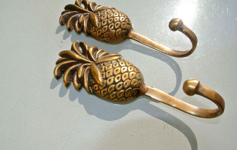 4 hall stand COAT HOOKS door solid brass antiques vintage old style 5/" hook B