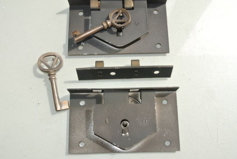 2 Old Style Box Door Lock Antiques Doors Furniture Brass Key Etsy