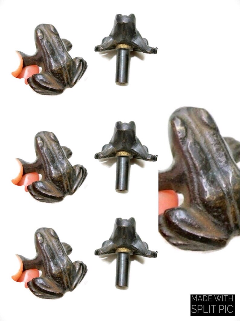 7 Pcs Small Old Style Frog Cabinet Door Solid Brass Knob Etsy