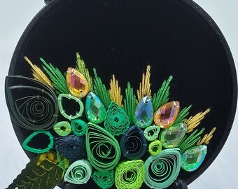 QUILLED LEAVES EMBROIDERY 3D Mixed Media Fiber Art Textile Art Home Decor Paper Art Paper Decor Hand Stitched Paper Embroidered Paper