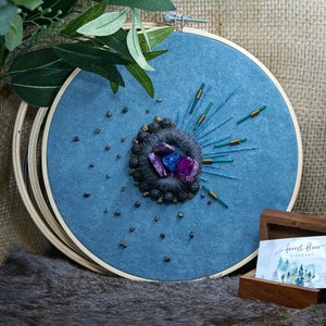 EXPAND YOUR MIND Original Textile Art 3D Embroidery Art Beaded Embroidery Wall Hanging Stone Art Rock Art Modern Embroidery Artwork