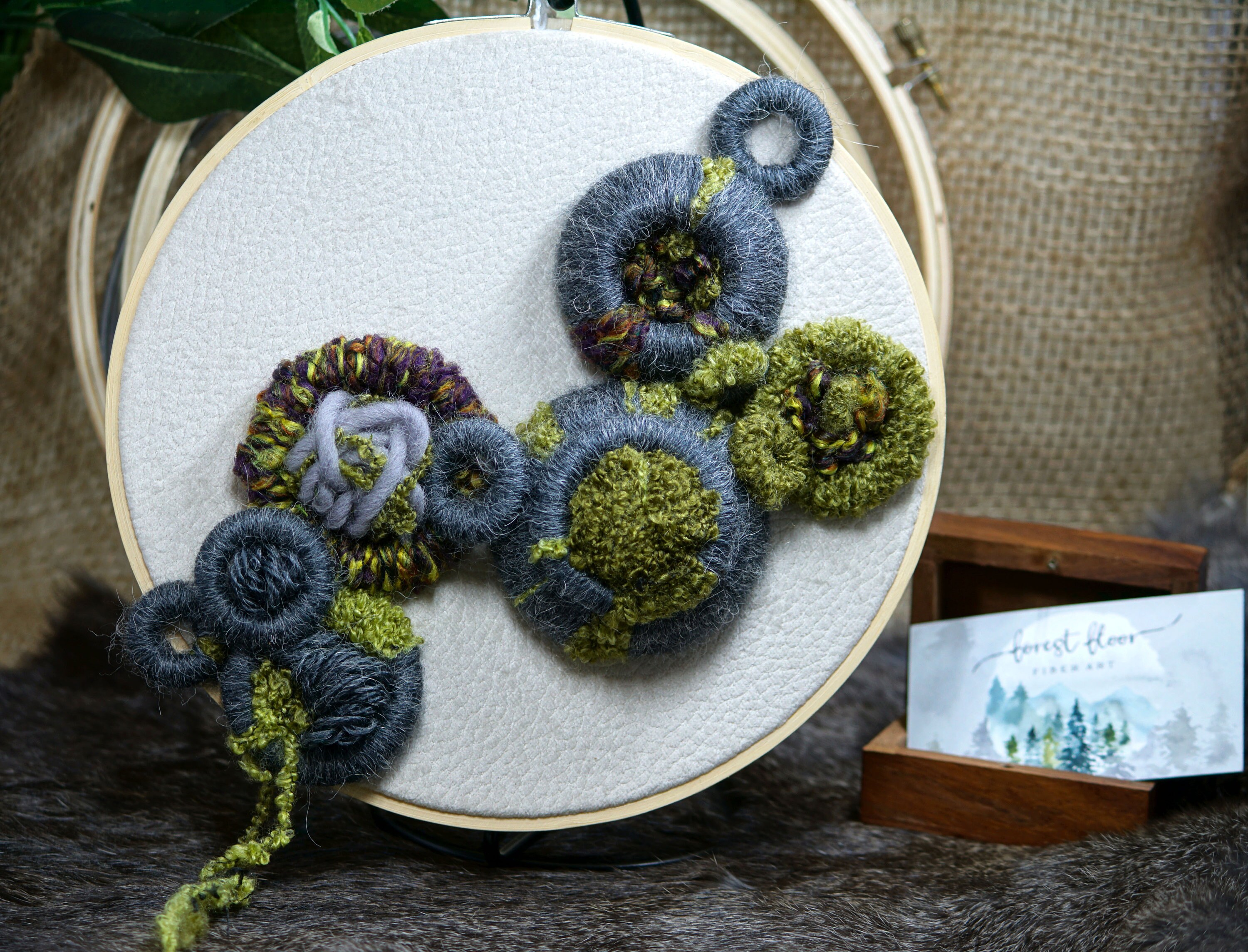 Mossy River Rocks Fiber Art: 3D Textile Wall Hanging - Etsy display picture 2