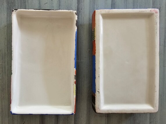 Hand-painted Rectangular Ceramic Box with Lid (90… - image 8