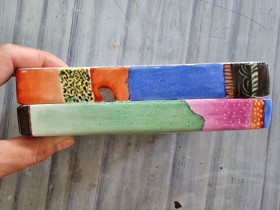 Hand-painted Rectangular Ceramic Box with Lid (90… - image 6