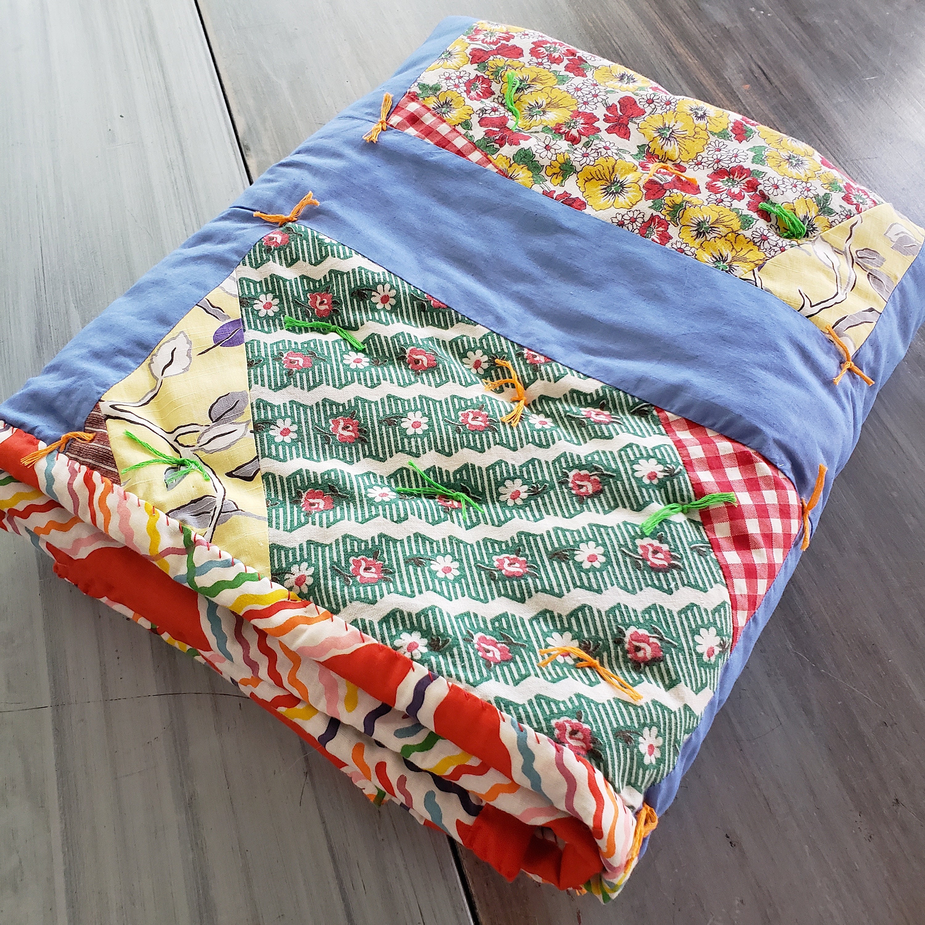 Quilt handmade newly Upcycled With the Vintage Quilt Top in New