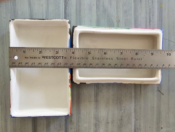 Hand-painted Rectangular Ceramic Box with Lid (90… - image 10