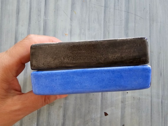 Hand-painted Rectangular Ceramic Box with Lid (90… - image 5