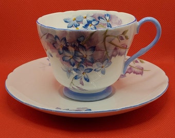 Shelley China Blue Sprays Cup and Saucer