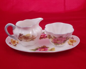 Shelley China Individual Size Cream, Sugar & Tray