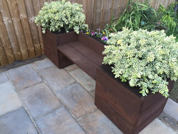 Hand Made Wooden Garden Bench Planter Herb Box Trough Pot Etsy