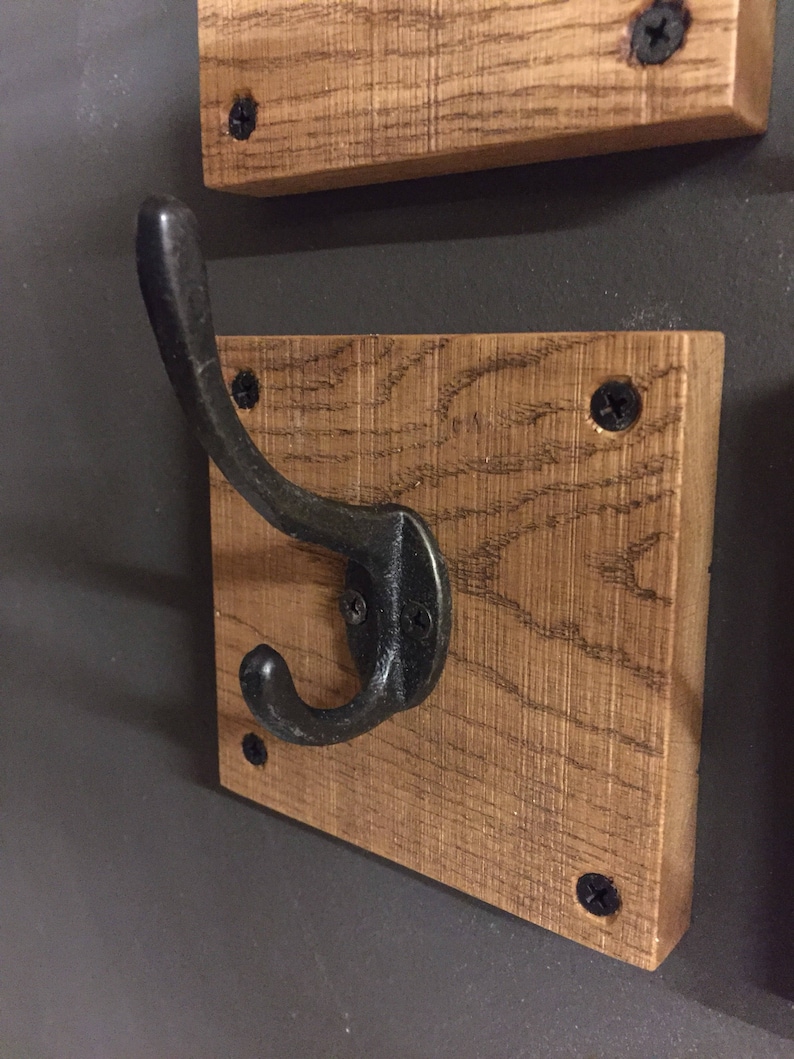 Handmade Set of 3 Rustic Oak Coat Hooks. Rack Hallway Etsy
