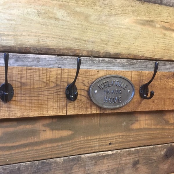 Handmade Rustic Oak, 4 Hook, Hallway Coat Rack. Welcome To My Home