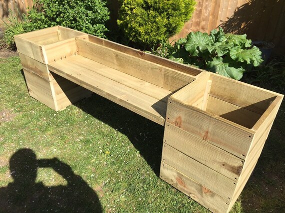 Hand Made Wooden Garden Bench Planter Herb Box Trough Pot Etsy