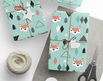 Turquoise Fox Wrapping Paper