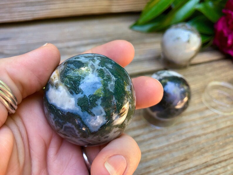 Moss and Tree Agate Spheres two sizes available | Etsy