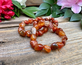 Carnelian Tumbled Stone Stretch Bracelet