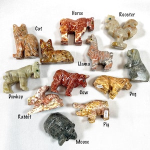 Soapstone Animals - Hand-Carved Miniature Stone Animal Figurines