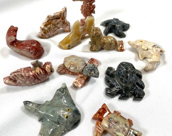 Soapstone Animals - Hand-Carved Miniature Stone Animal Figurines