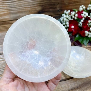 Small Selenite Crystal Charging Bowl, approximately 4-inch (10cm) diameter bowl