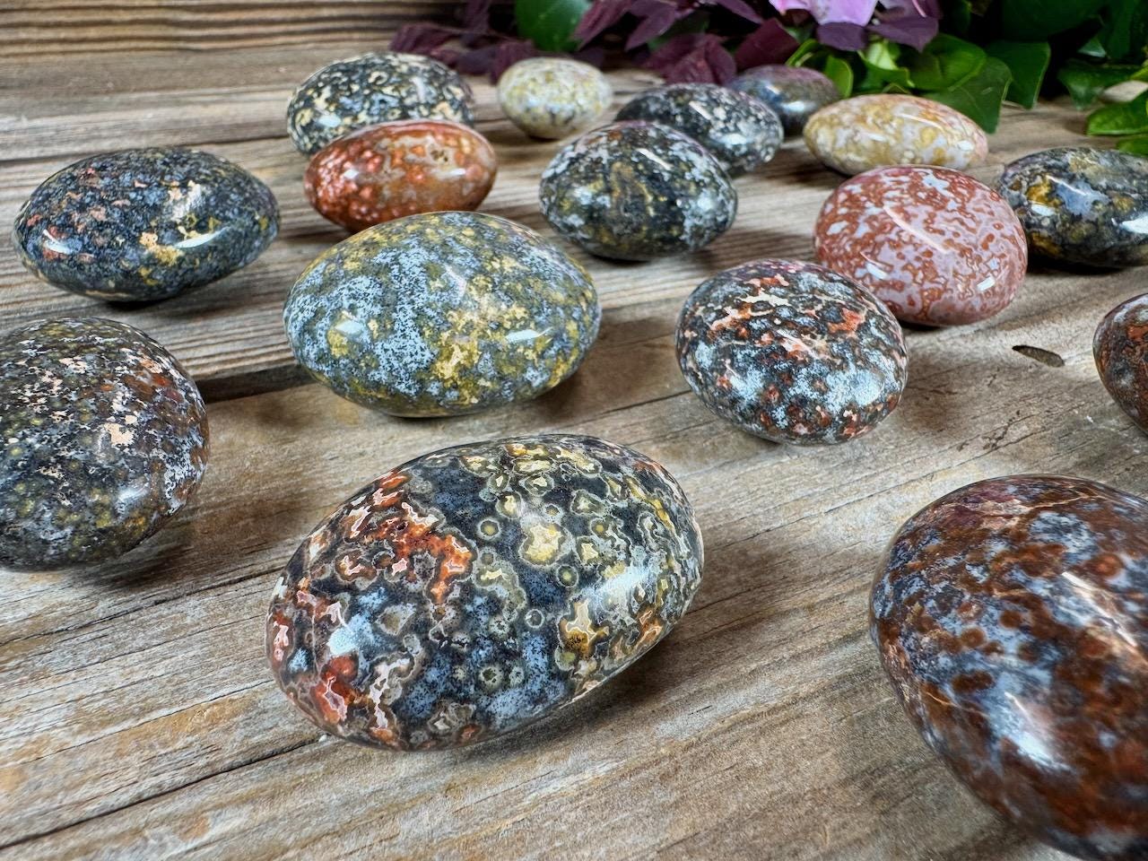 Mystic Agate Polished Palm Stone – Rare Madagascar Orbicular
