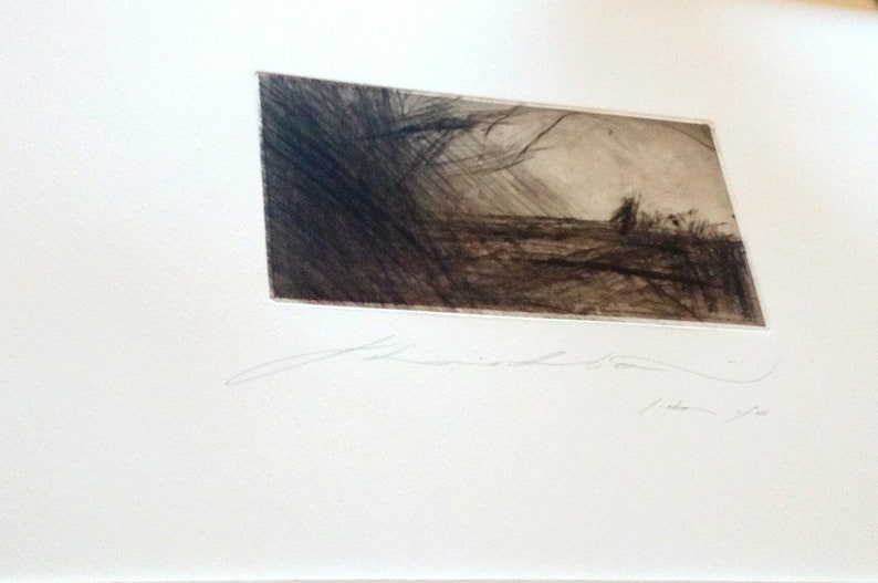 Art print chalcographic drypoint landscape #009