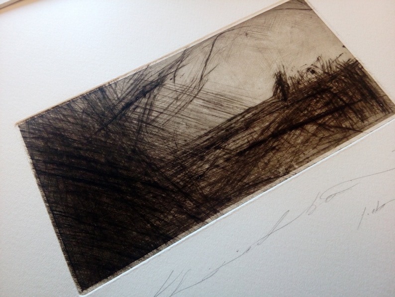 Art print chalcographic drypoint landscape #009