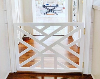 Baby Gate with PET DOOR Cat Door Dog Door Baby Gate Safety Gate  Pet Opening Wooden Gate Stylish Gate Chippendale Gate