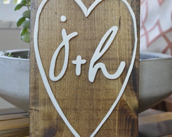 Initial Heart Signs | Wood Cutout | Custom Initials | Custom Wood Sign | Engagement Gift | Wall Decor | Bridal Shower | Valentine's Day Gift