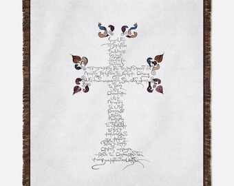 Armenian Lords Prayer Cross Blanket