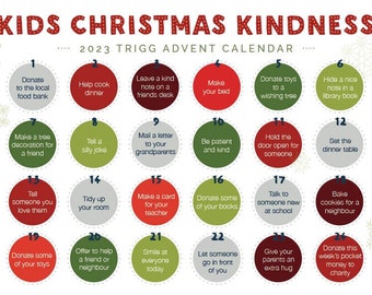 2023 Kindness Advent Calendar |  Digital file | Kids Advent | Unique