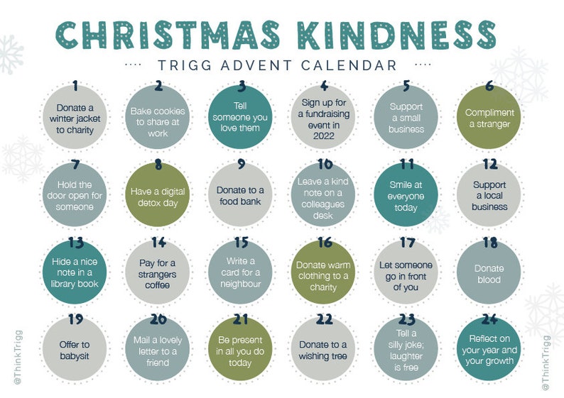 Kindness Advent Calendar Digital File Kids Advent Etsy