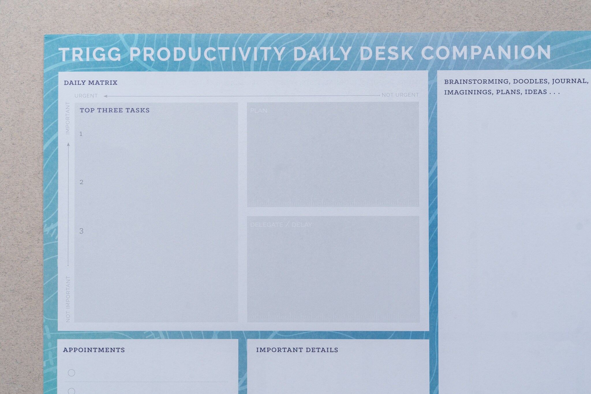 Trigg A3 Productivity Weekly Desk Pad Companion Desk Planner Etsy