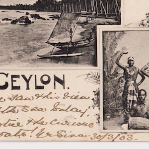CEYLAN/ Sri Lanka, carte postale ethnique ancienne, envoyée de Colombo, Ceylan en 1903 à Uny Chads, Cornouailles