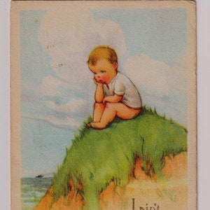 Je ne suis pas seul parce que je suis ici, c'est parce que vous n'êtes pas, carte postale ancienne d'artiste, publiée en 1922
