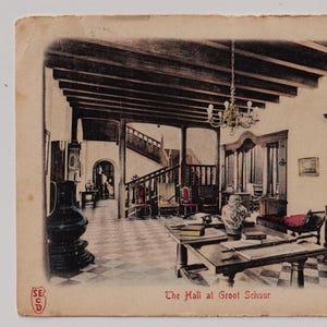 KAPSTADT The Hall at Groot Schuur, Antike südafrikanische Postkarte, Gesendet 1903 an Charles Symonds, Falmouth