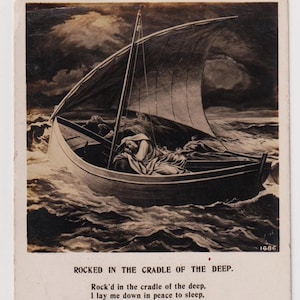 Cullato nella culla del profondo, cartolina religiosa antica con foto autentica, pubblicata nel 1905