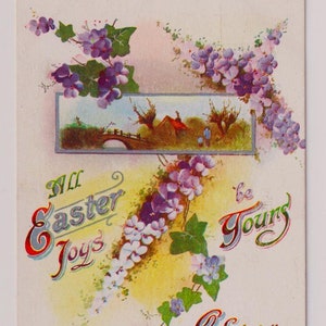 CROCE fatta di FIORI, Antica cartolina di PASQUA, Pubblicata nel 1916, Regent Publishing