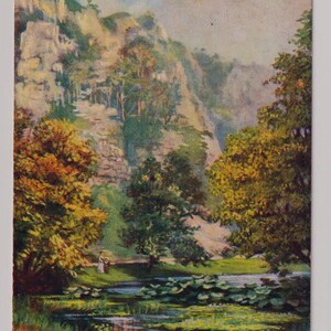 DOUZE APTRES, DOVEDALE, carte postale d'artiste ancienne, publiée en 1913, « Pittoresque Derbyshire » # 7596