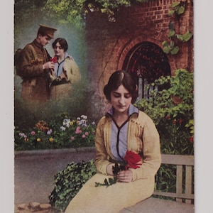 Antique WW1 British Songcard: Sweetheart & Soldier - Bamforth 4810